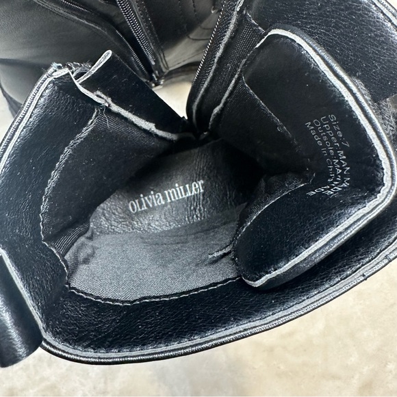 Olivia Miller Black Lace Up Faux Leather Combat Boots Size 7 - Picture 11 of 12